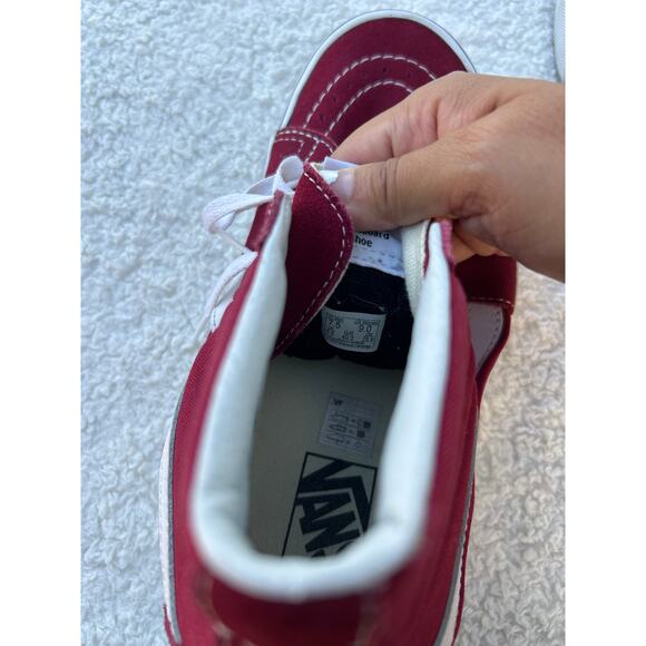VANS Burgundy Sk8-Hi Shoes Size M:7.5 W:9 - Picture 5 of 6